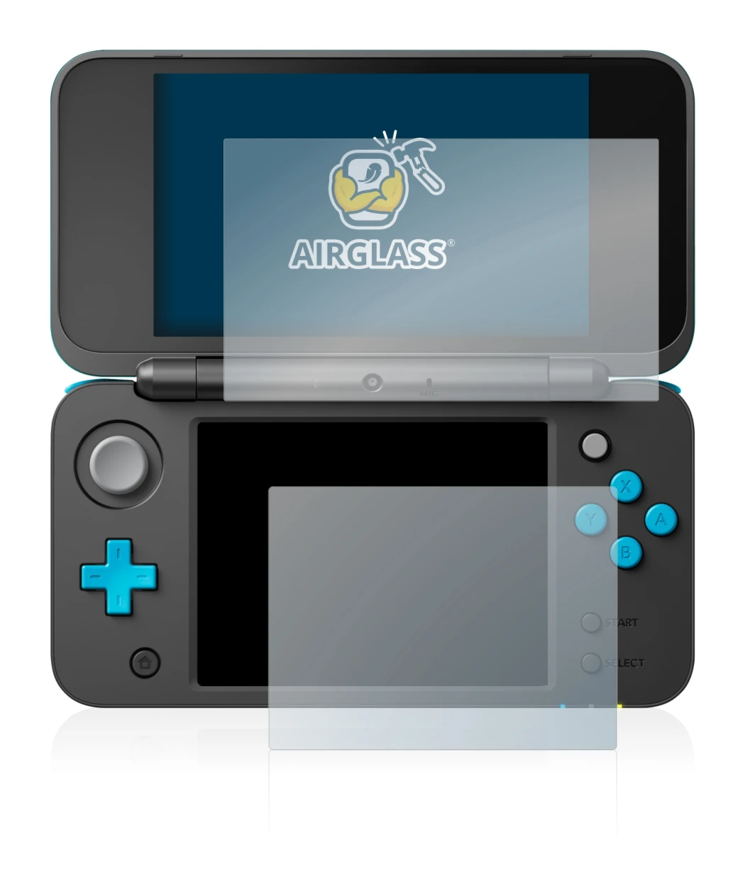 Image of the device Nintendo 2DS XL with a wide variety of screen protectors.