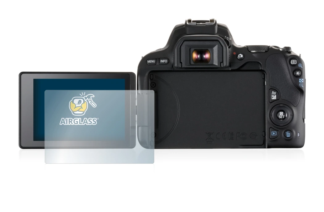 Image of the device Canon EOS 200D with a wide variety of screen protectors.
