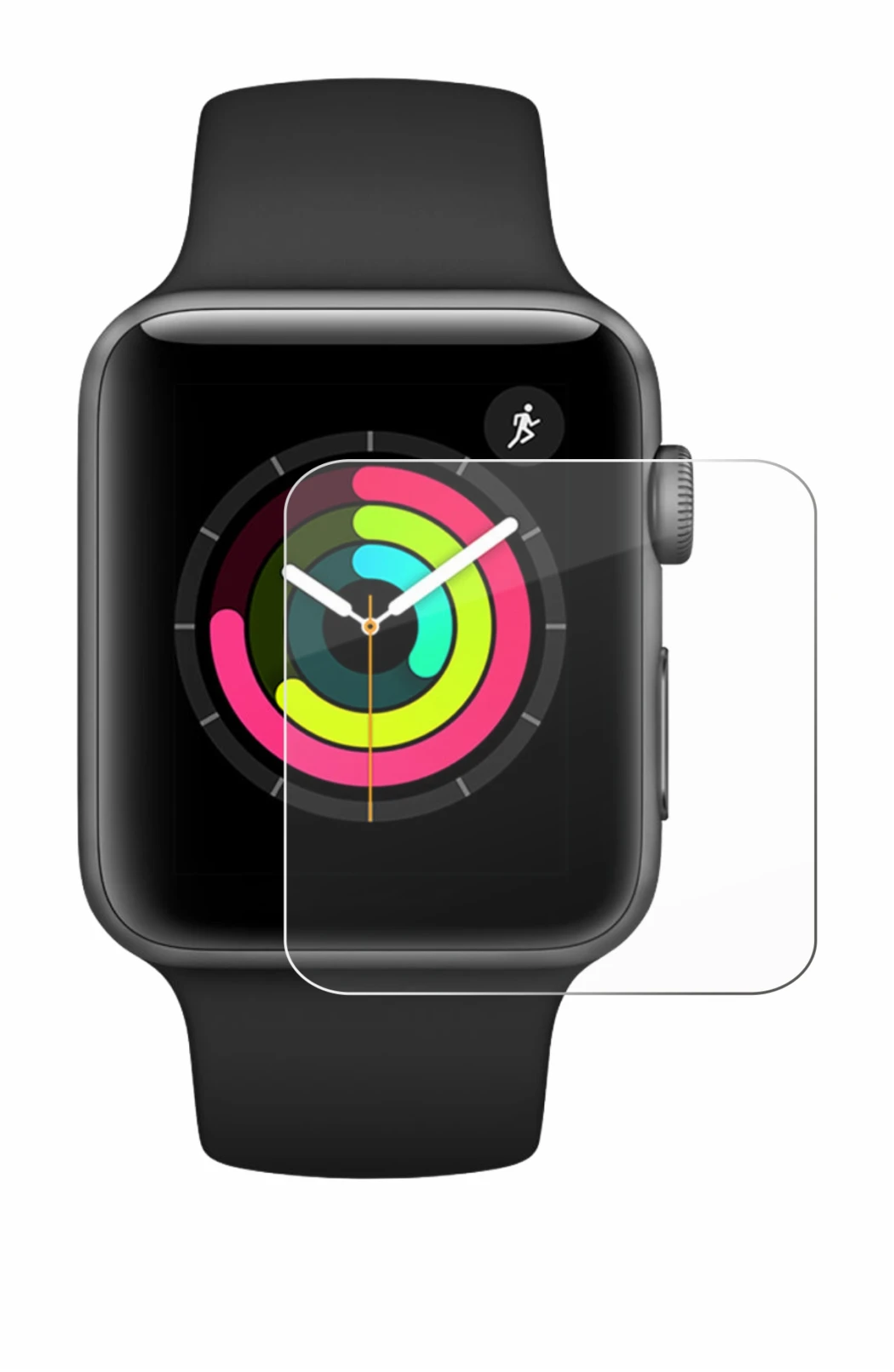 Image of the device Apple Watch Series 3 (42 mm) with a wide variety of screen protectors.