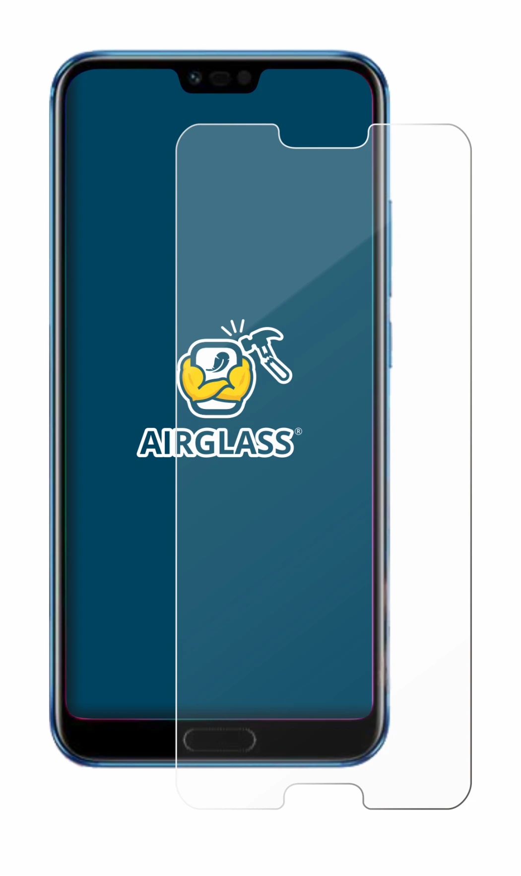 Image of the device Honor 10 with a wide variety of screen protectors.
