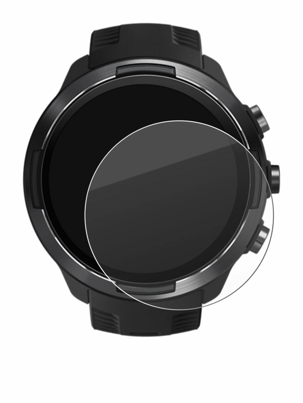 Image of the device Suunto 9 with a wide variety of screen protectors.