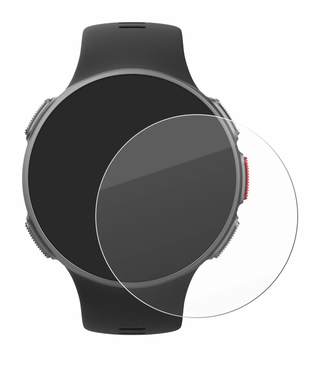 Image of the device Polar Vantage V with a wide variety of screen protectors.