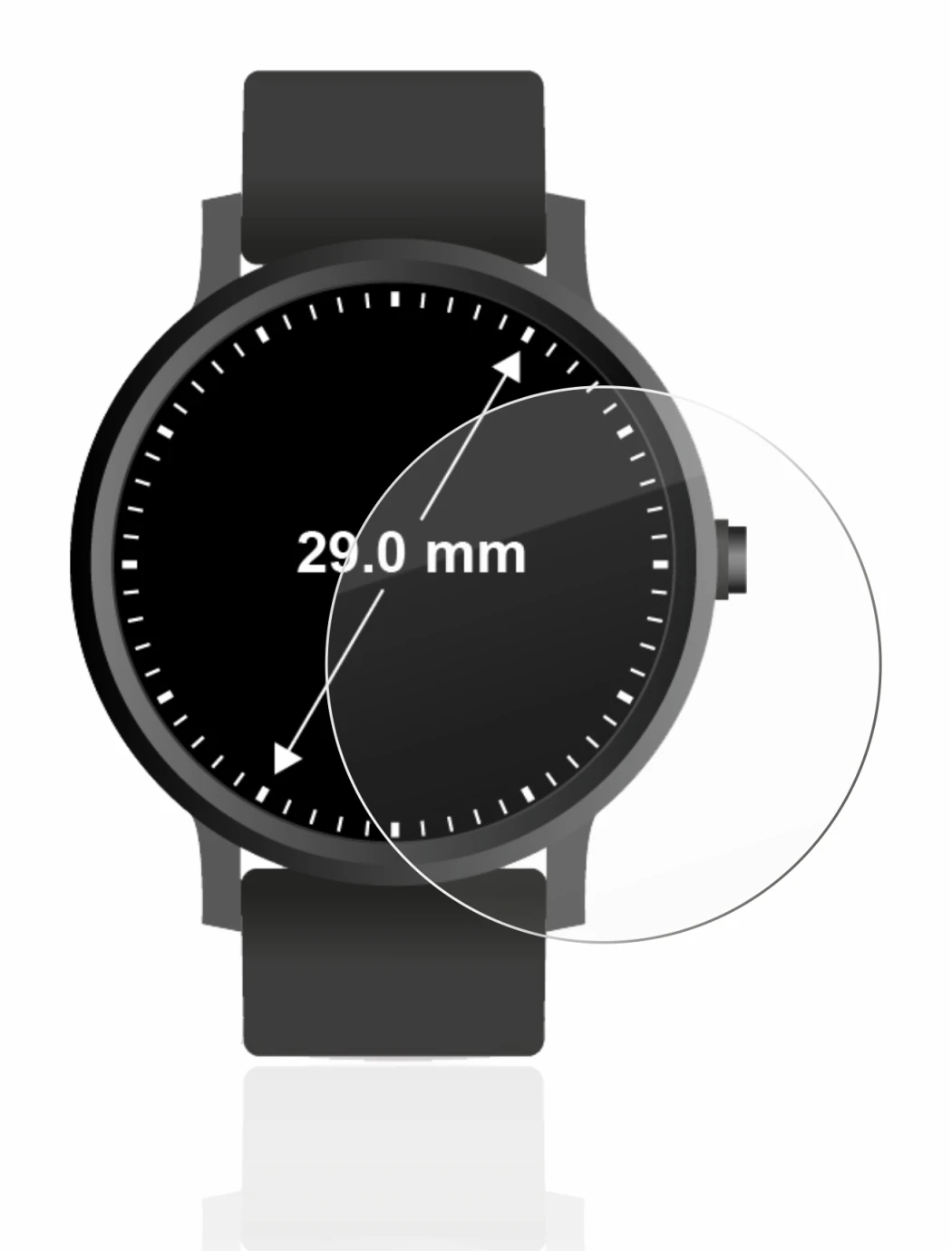 Image of the device Circular Displays (ø: 29 mm) with a wide variety of screen protectors.