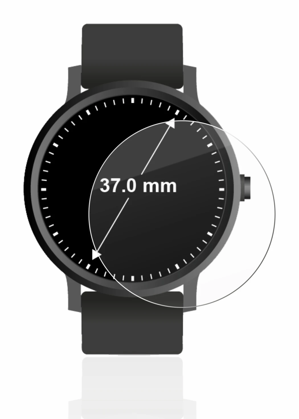 Image of the device Circular Displays (ø: 37 mm) with a wide variety of screen protectors.