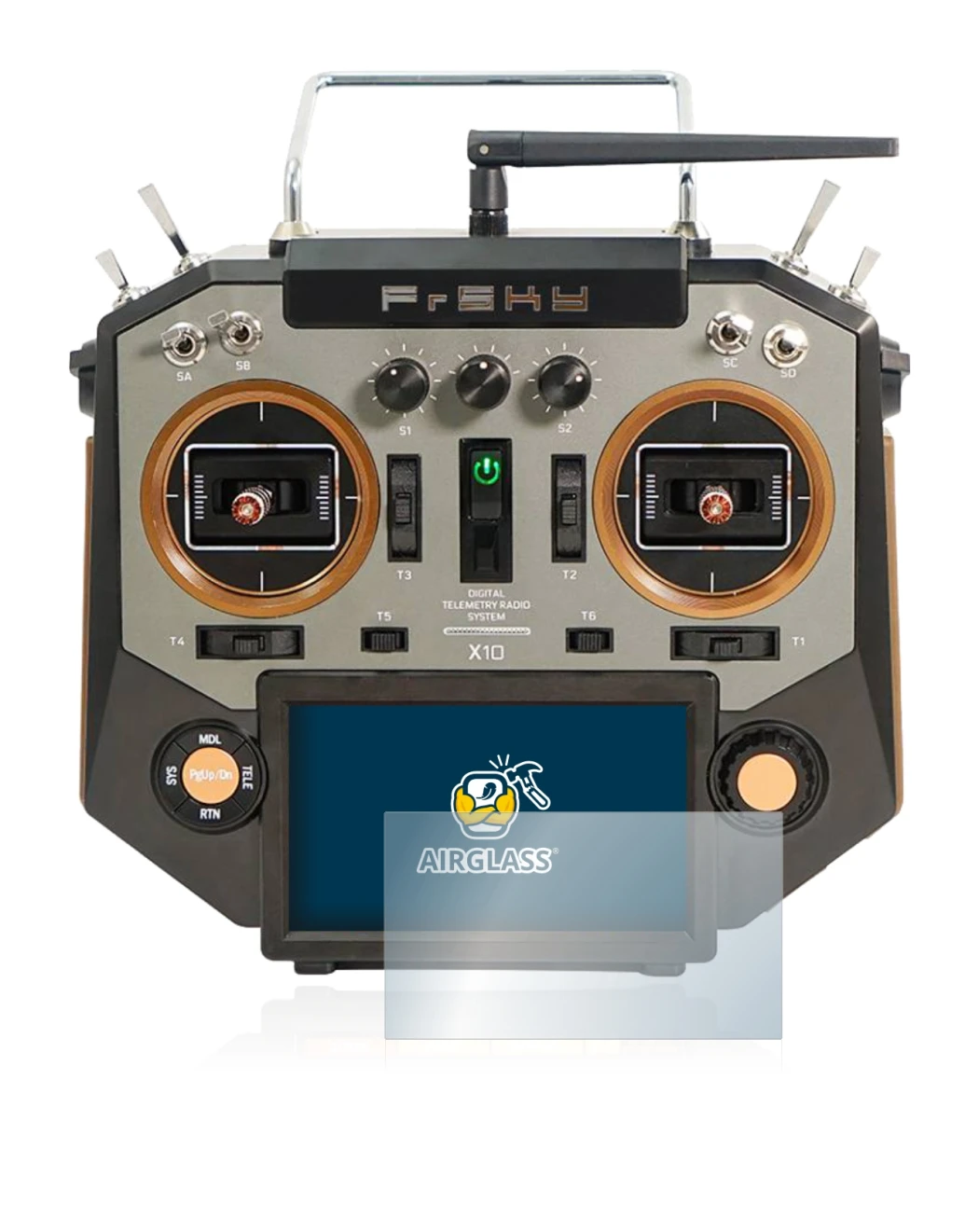 Image of the device FrSky Horus X10 with a wide variety of screen protectors.