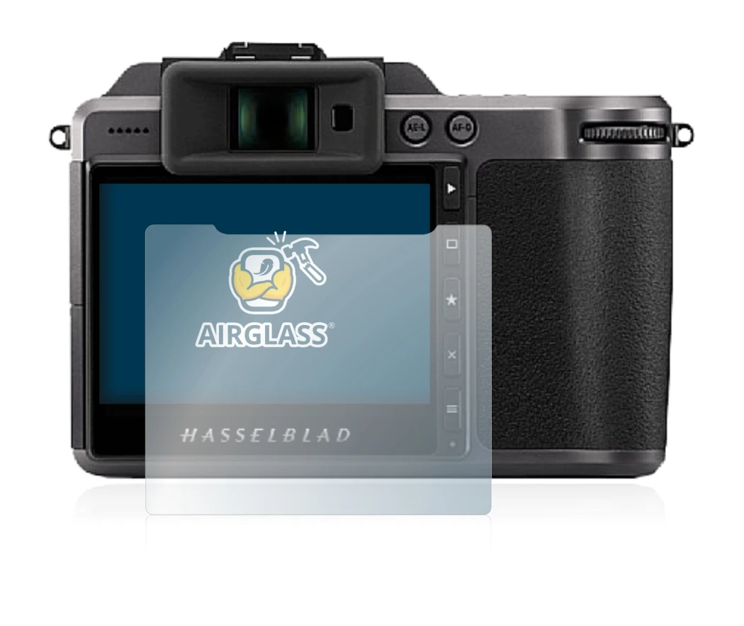 Image of the device Hasselblad X1D II 50C with a wide variety of screen protectors.