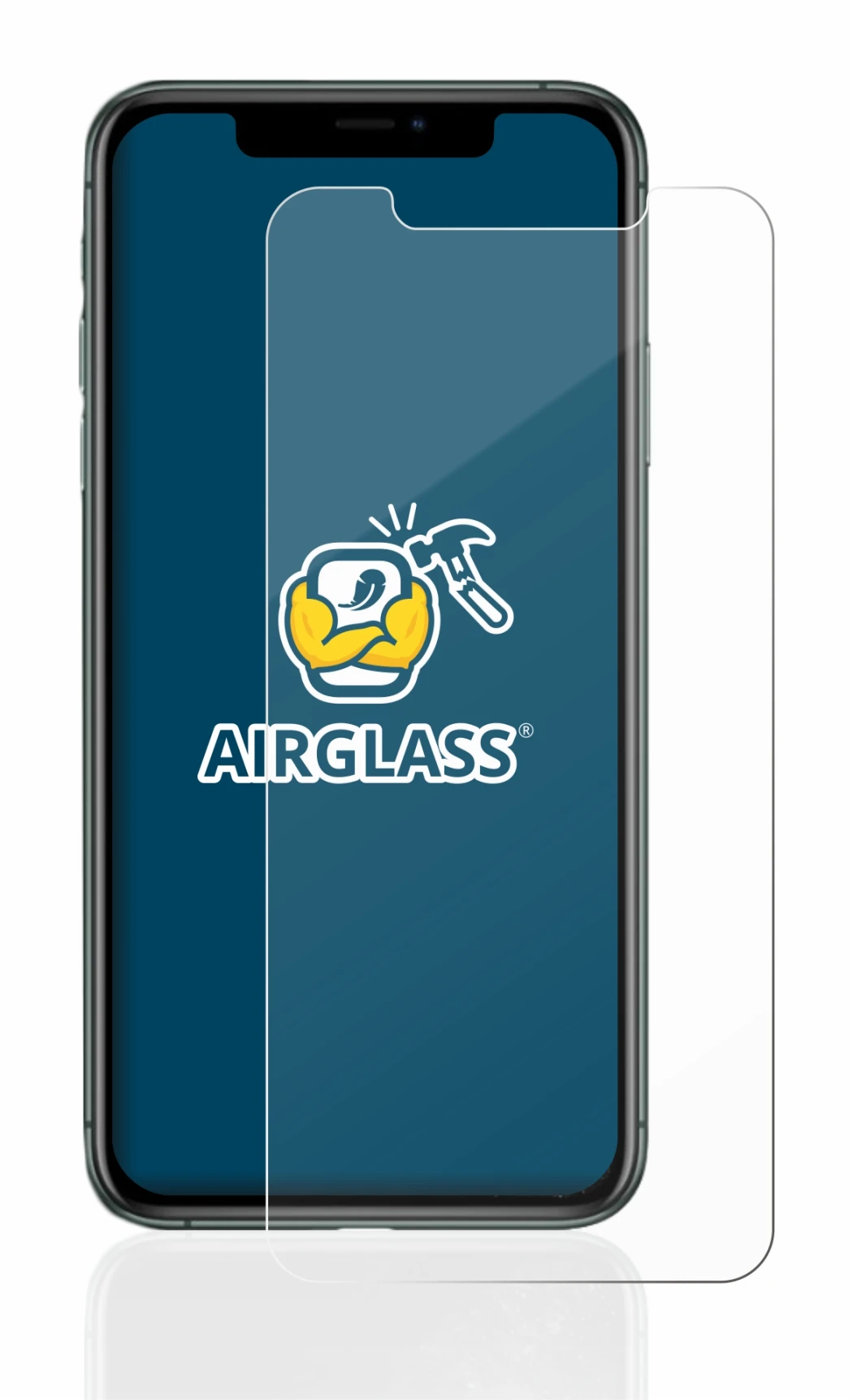 Image of the device Apple iPhone 11 Pro Max with a wide variety of screen protectors.