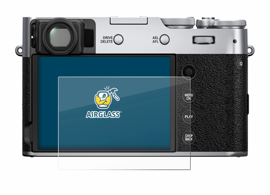 Image of the device Fujifilm X100V with a wide variety of screen protectors.