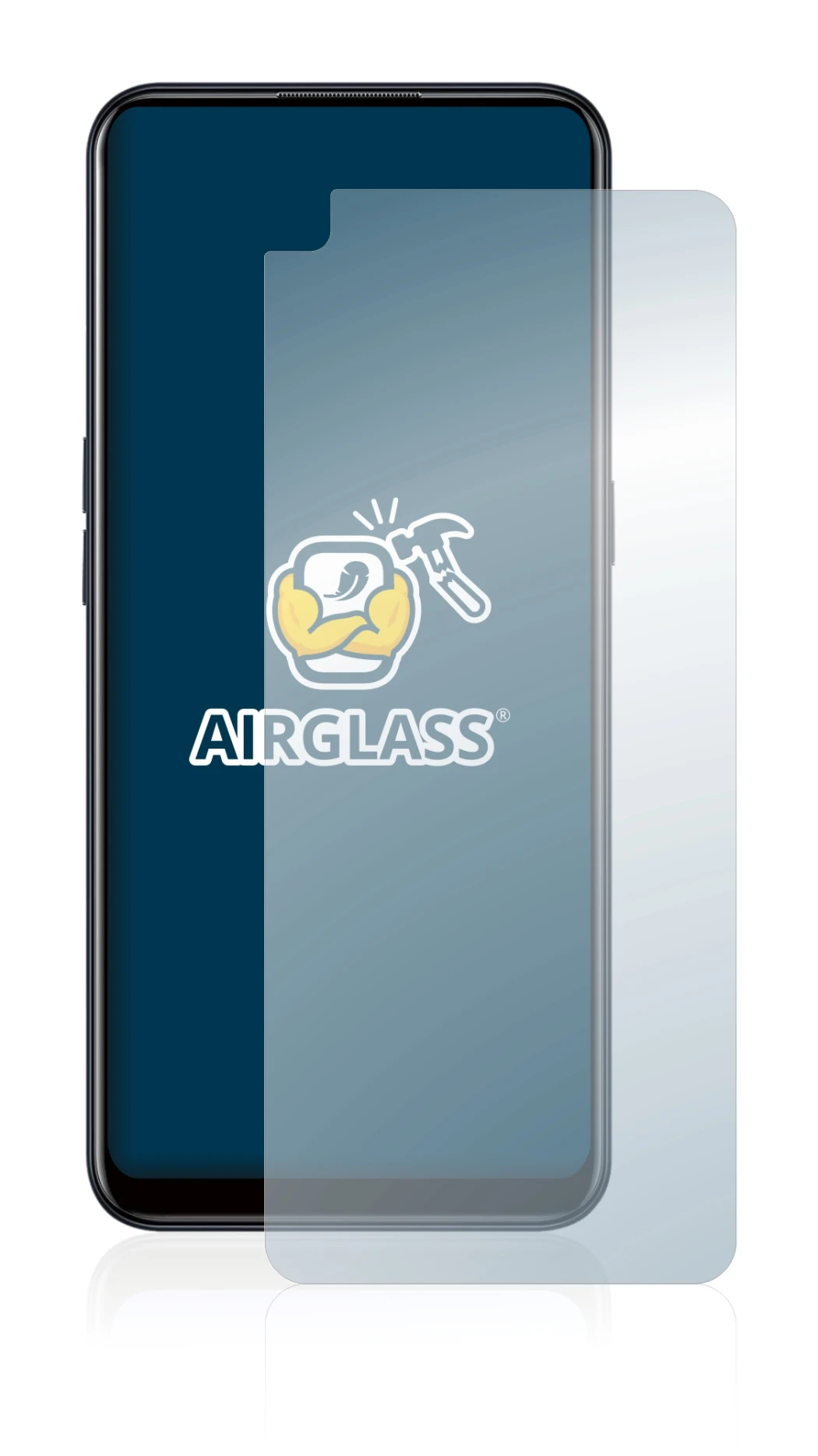 Image of the device Oppo A53s with a wide variety of screen protectors.