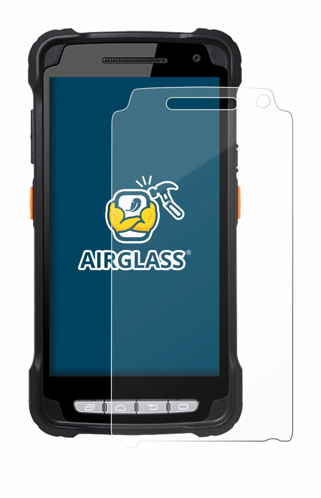 Image of the device Point Mobile PM90 with a wide variety of screen protectors.