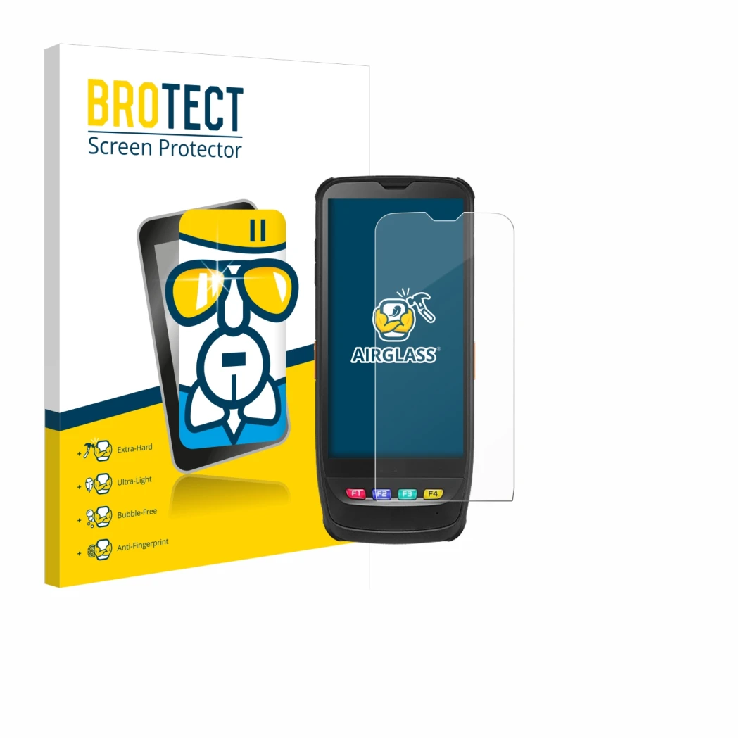 Front side of a product packaging with the brand logo BROTECT. Next to it is the device Casio IT-G650 shown with the correspon