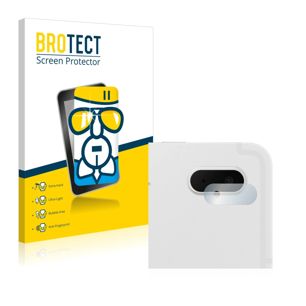 Front side of a product packaging with the brand logo BROTECT. Next to it is the device Samsung Galaxy Tab S7 FE (ONLY Camera 