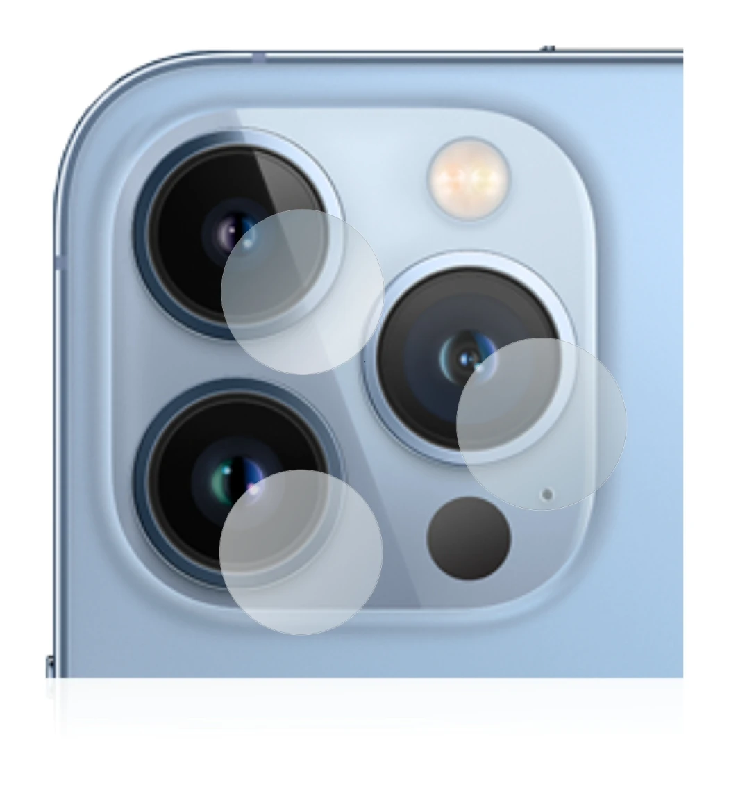 Image of the device Apple iPhone 13 Pro (ONLY Camera Lens) with a wide variety of screen protectors.