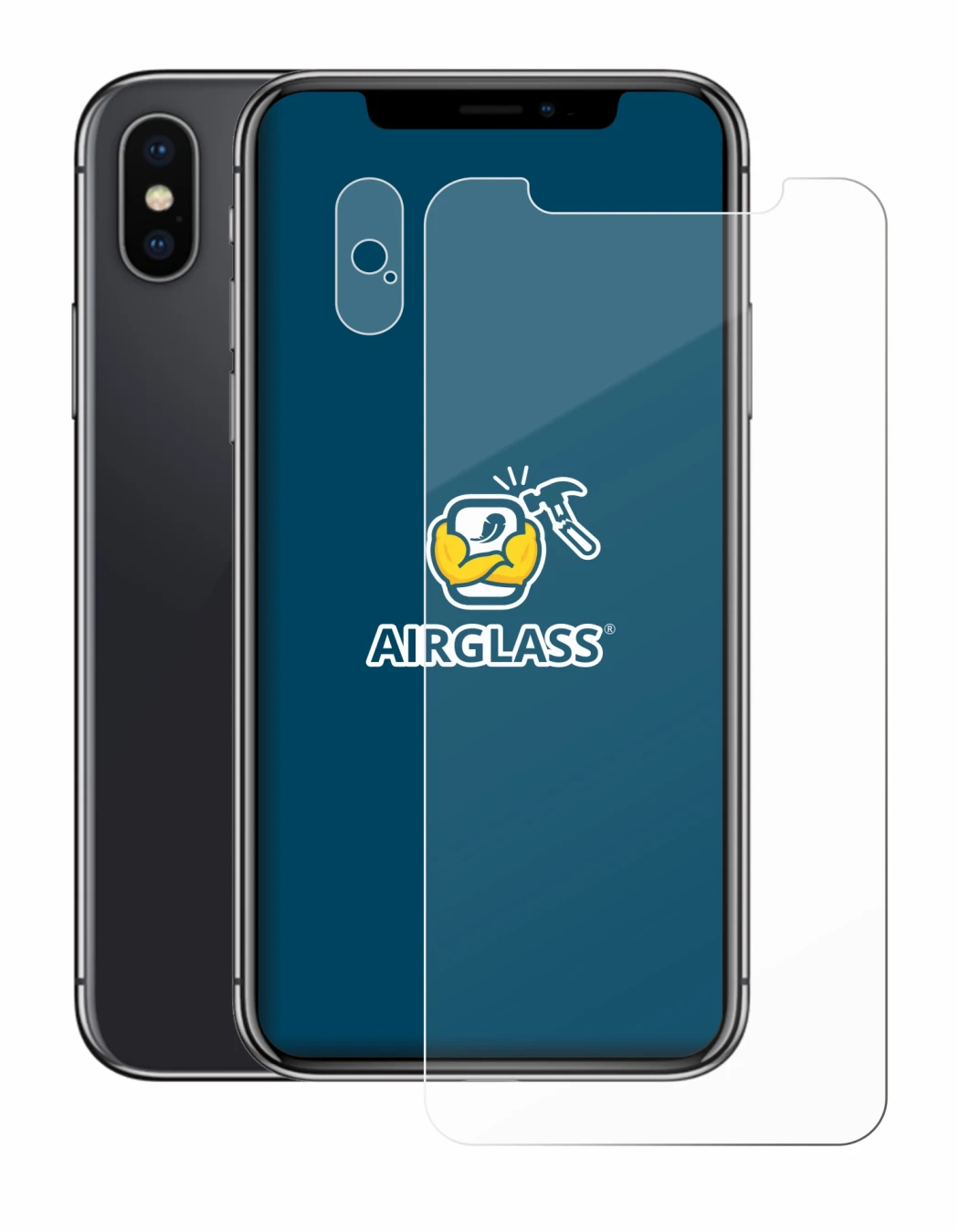Image of the device Apple iPhone X (Front+Camera) with a wide variety of screen protectors.