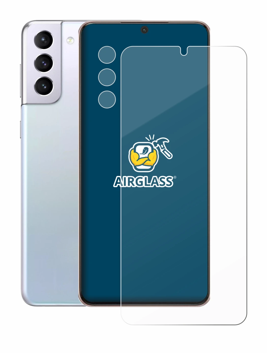 Image of the device Samsung Galaxy S21 Plus 5G (Front+Camera) with a wide variety of screen protectors.