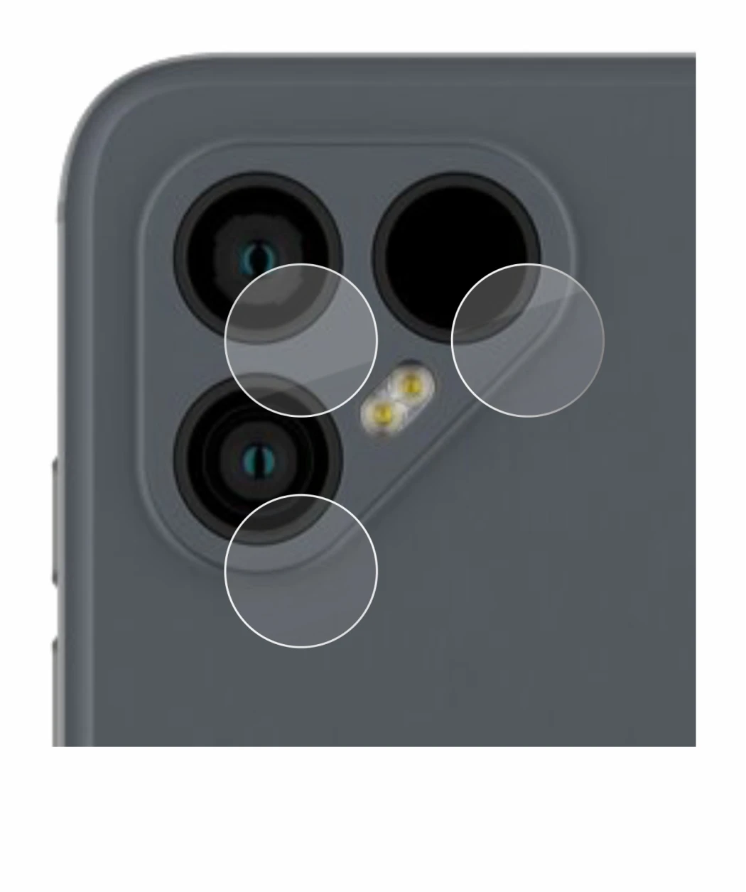 Image of the device Fairphone 4 (ONLY Camera Lens) with a wide variety of screen protectors.