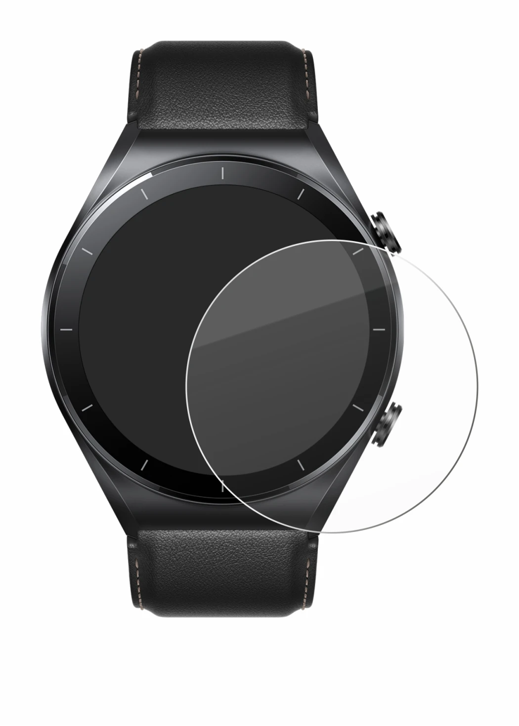 Image of the device Xiaomi Watch S1 with a wide variety of screen protectors.