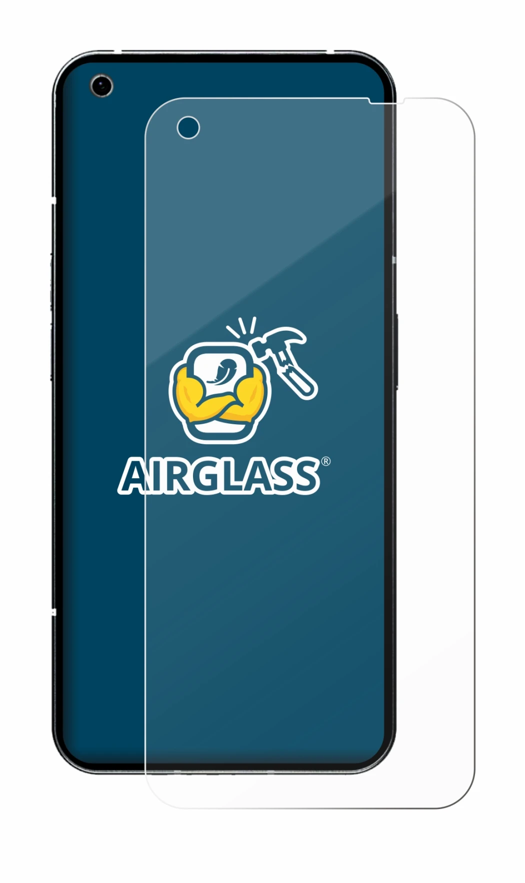 Image of the device Nothing Phone (1) with a wide variety of screen protectors.