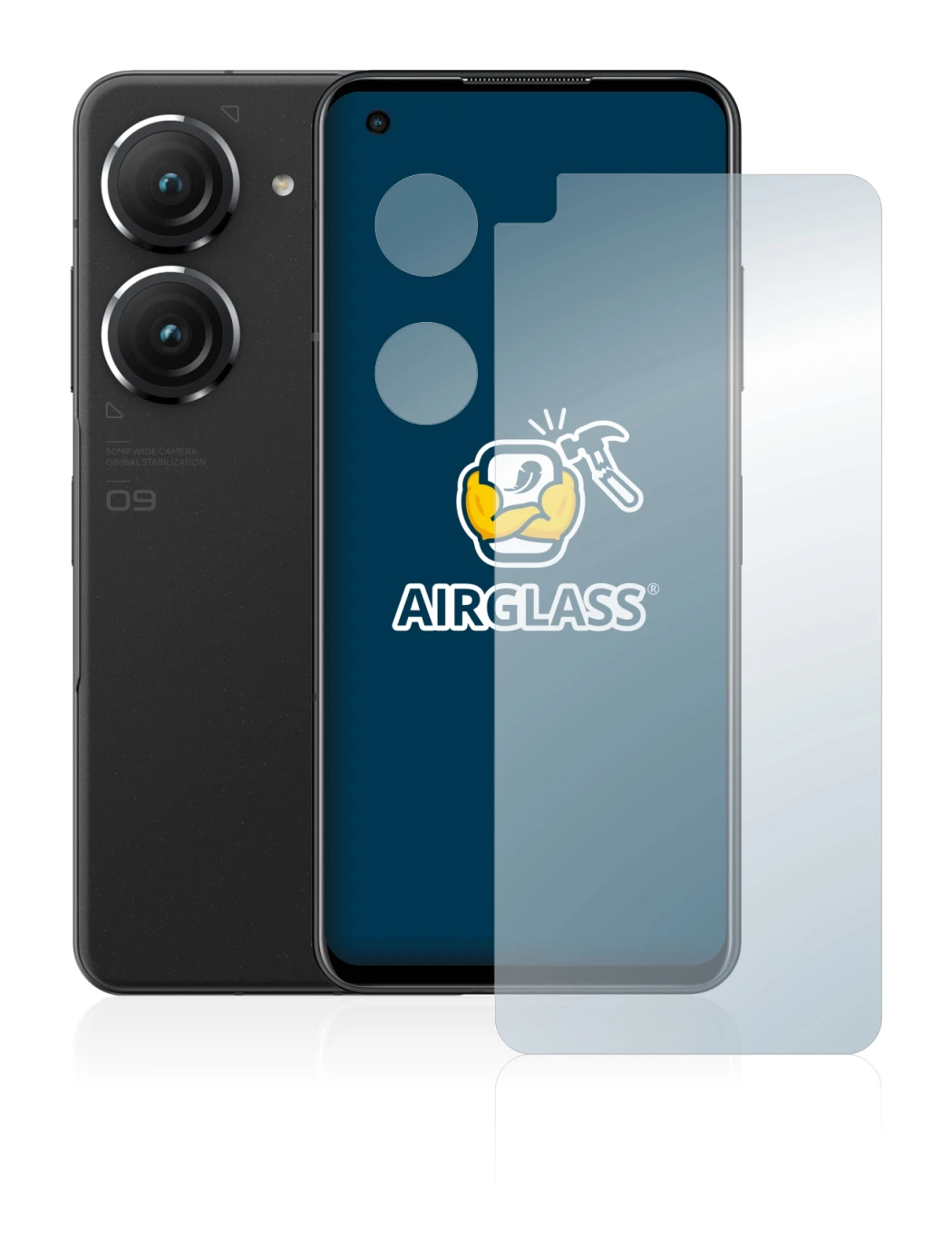 Image of the device ASUS ZenFone 9 (Front+Camera) with a wide variety of screen protectors.
