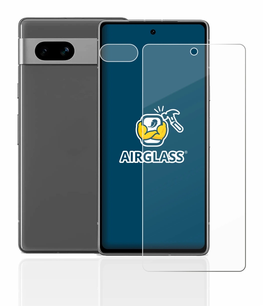 Image of the device Google Pixel 7a (Front+Camera) with a wide variety of screen protectors.