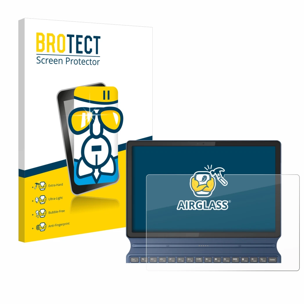 Front side of a product packaging with the brand logo BROTECT. Next to it is the device Lenovo IdeaPad Duet 3i Gen 8 11