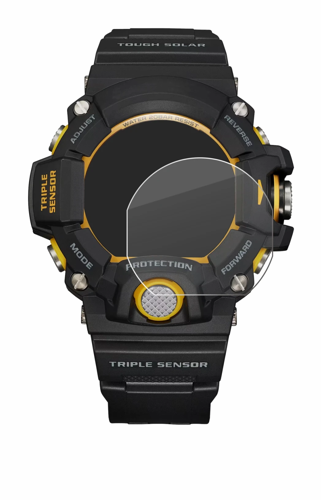 Image of the device Casio G-Shock GW-9400Y-1 with a wide variety of screen protectors.