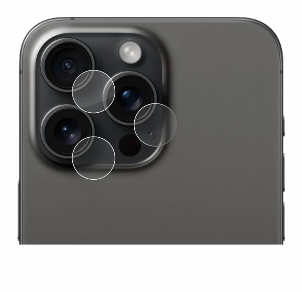 Image of the device Apple iPhone 15 Pro Max (ONLY Camera Lens) with a wide variety of screen protectors.