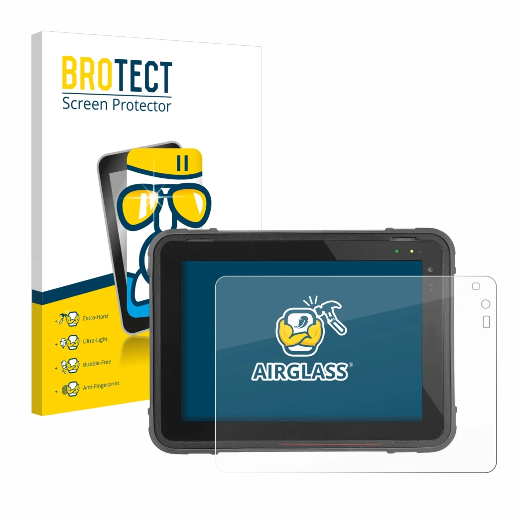 Front side of a product packaging with the brand logo BROTECT. Next to it is the device Texa Axone Nemo 2 shown with the corre