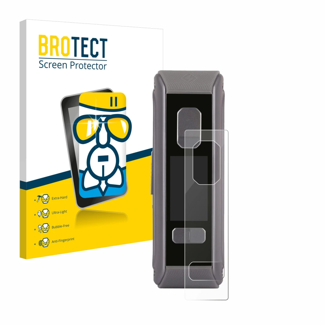 Front side of a product packaging with the brand logo BROTECT. Next to it is the device GeekVape Aegis Max2 / Max100 shown wit