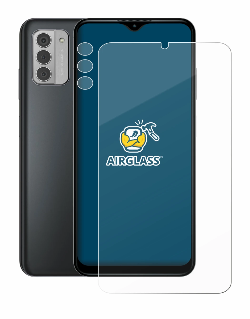 Image of the device Nokia G42 5G (Front+Camera) with a wide variety of screen protectors.