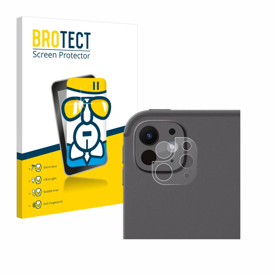 Front side of a product packaging with the brand logo BROTECT. Next to it is the device Apple iPad Pro 13