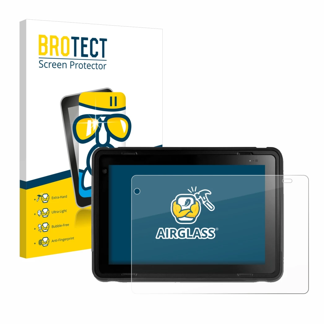 Front side of a product packaging with the brand logo BROTECT. Next to it is the device Texa Axone Voice shown with the corres