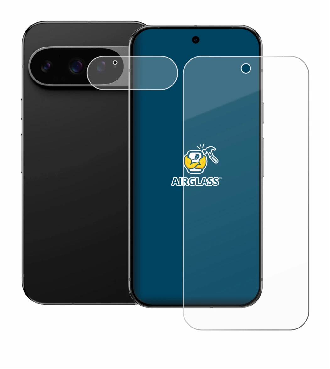 Image of the device Google Pixel 9 Pro (Front+Camera) with a wide variety of screen protectors.
