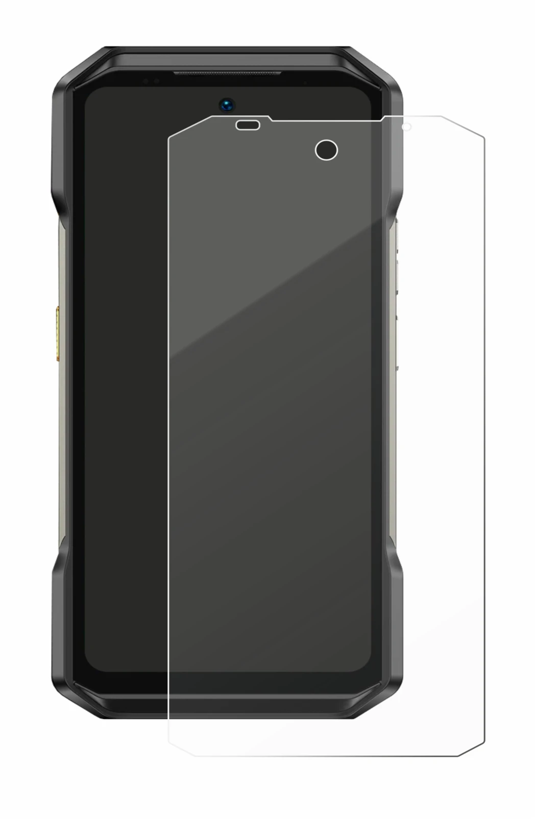 Image of the device Ulefone Armor 27T Pro with a wide variety of screen protectors.