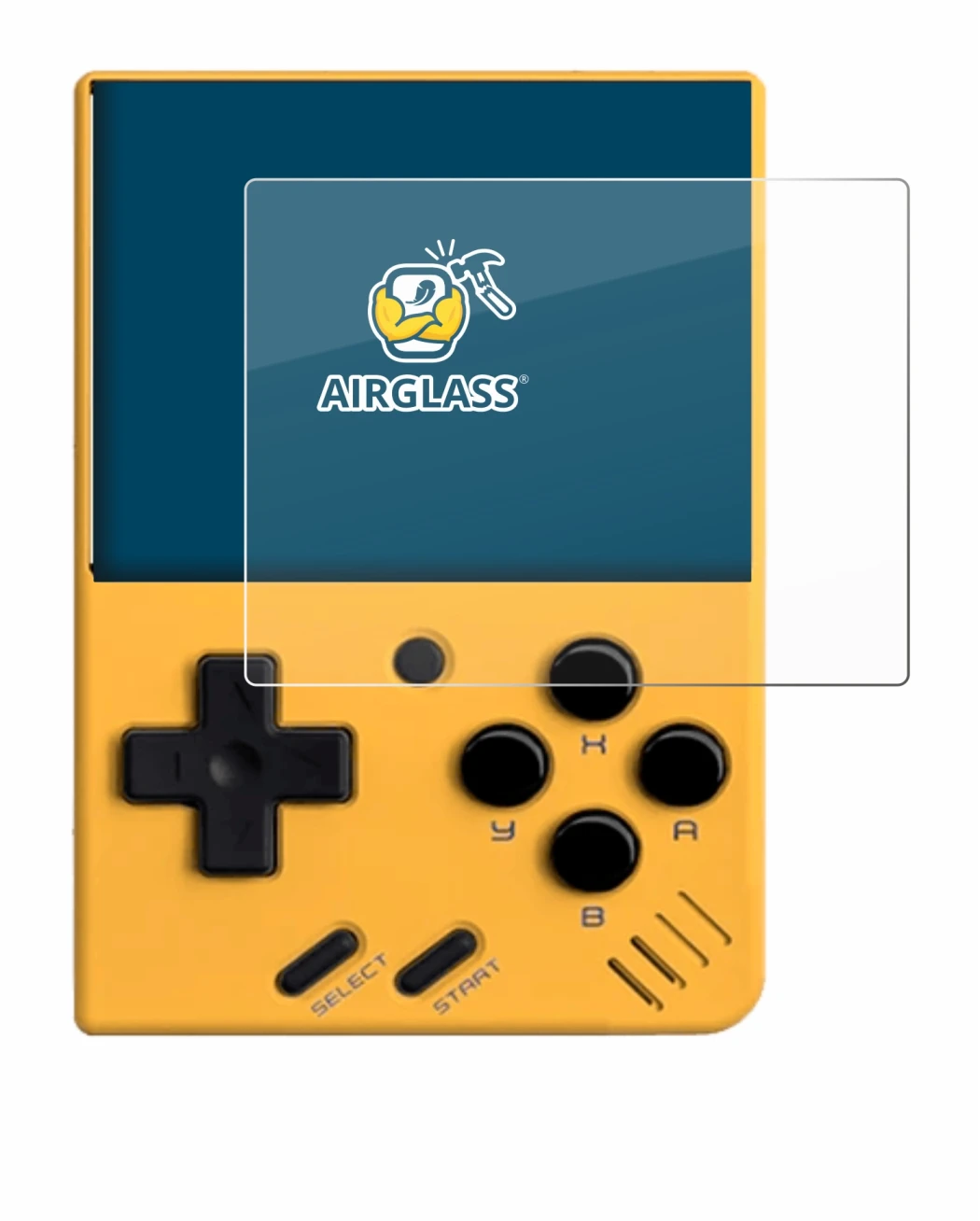 Image of the device Miyoo Mini V4 with a wide variety of screen protectors.