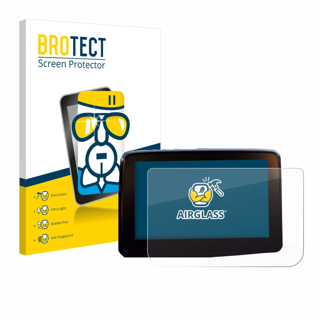 Front side of a product packaging with the brand logo BROTECT. Next to it is the device Mazda 2 BJ 2024 shown with the corresp