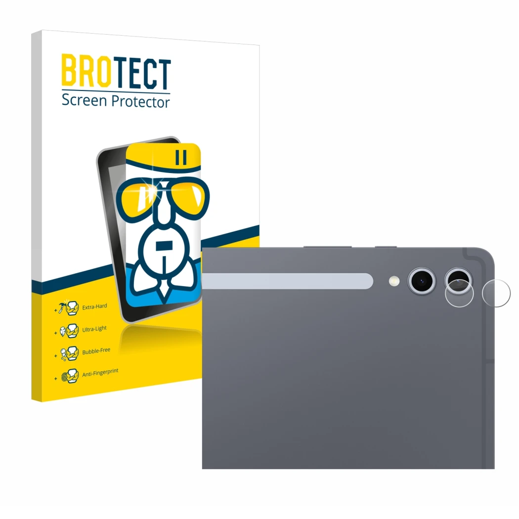 Front side of a product packaging with the brand logo BROTECT. Next to it is the device Samsung Galaxy Tab S10 Plus 5G (ONLY C