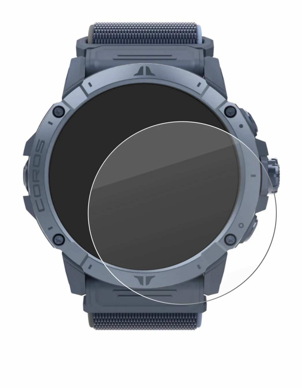 Image of the device Coros Vertix 2S with a wide variety of screen protectors.