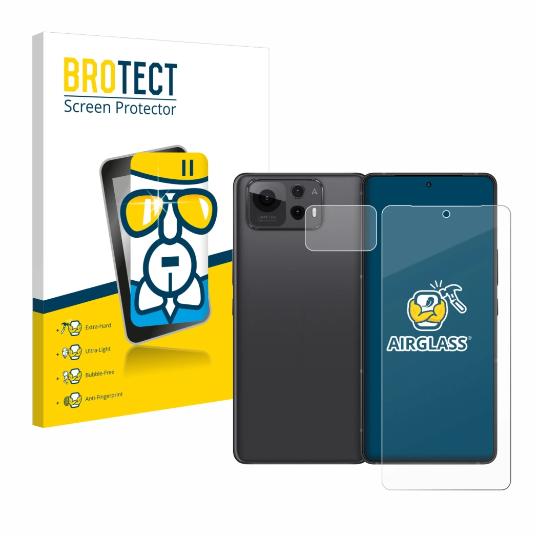 Front side of a product packaging with the brand logo BROTECT. Next to it is the device ASUS ZenFone 12 Ultra (Front+Camera) s