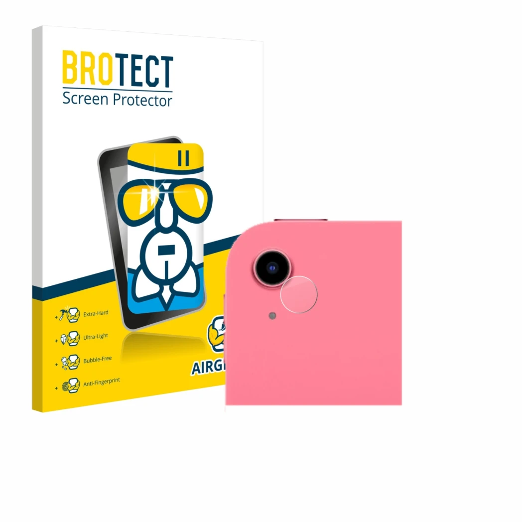 Front side of a product packaging with the brand logo BROTECT. Next to it is the device Apple iPad A16 11