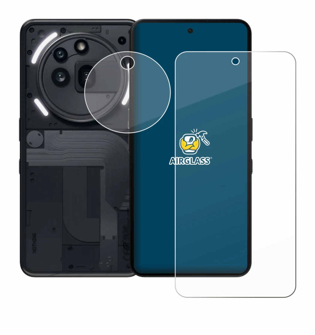 Image of the device Nothing Phone (3a) Pro (Front+Camera) with a wide variety of screen protectors.