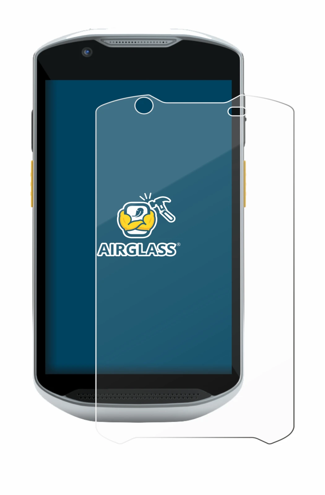 Image of the device Zebra TC52x-HC with a wide variety of screen protectors.