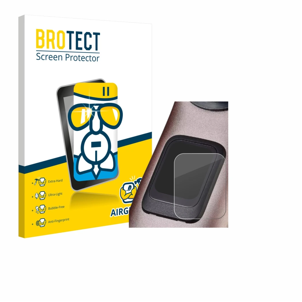 Front side of a product packaging with the brand logo BROTECT. Next to it is the device Specialized Turbo Levo 4 shown with th