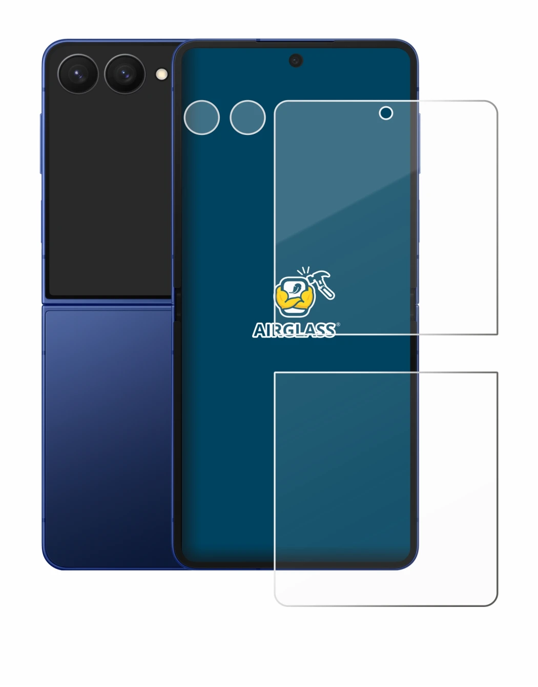 Image of the device Samsung Galaxy Z Flip 7 (Front+Camera) with a wide variety of screen protectors.
