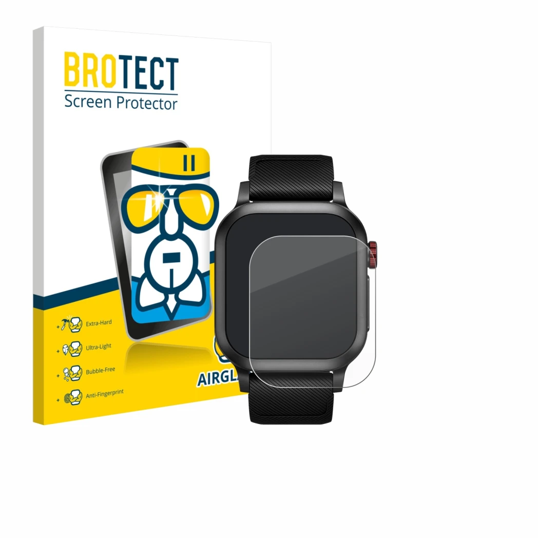 Front side of a product packaging with the brand logo BROTECT. Next to it is the device Haylou Iron Neo 1.95