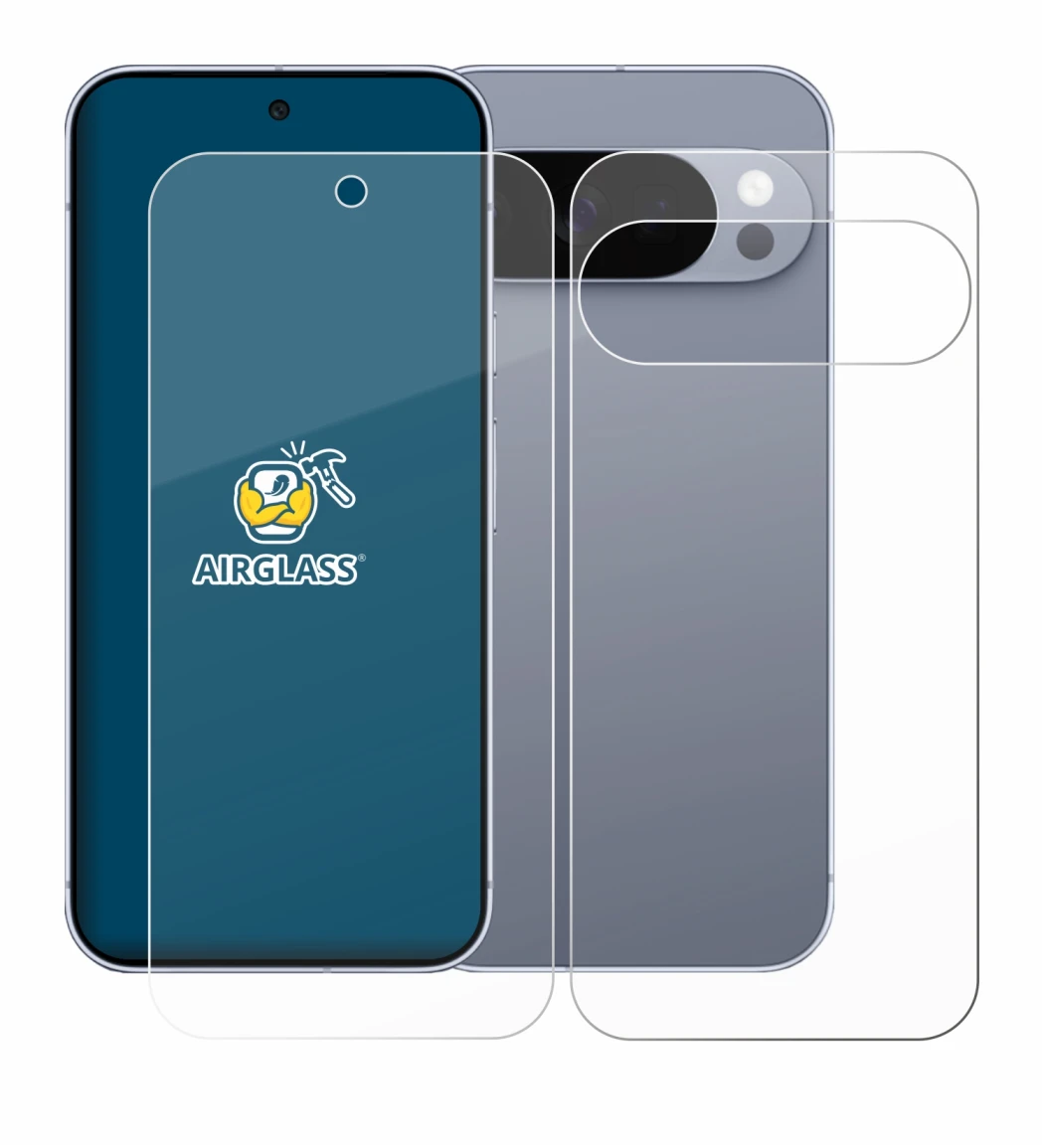Image of the device Google Pixel 10 Pro (Front+Back) with a wide variety of screen protectors.