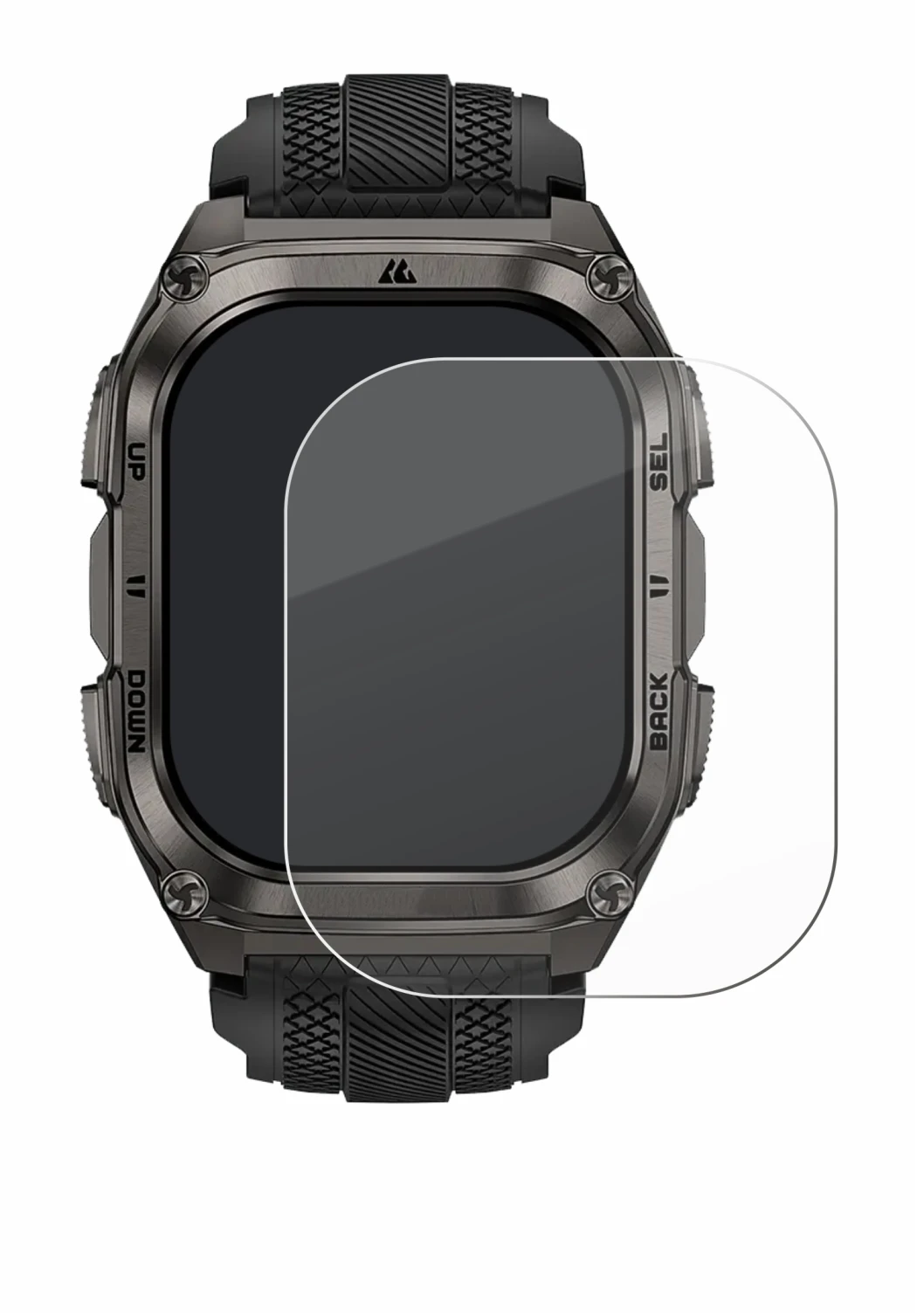 Image of the device Kospet Tank M4 with a wide variety of screen protectors.