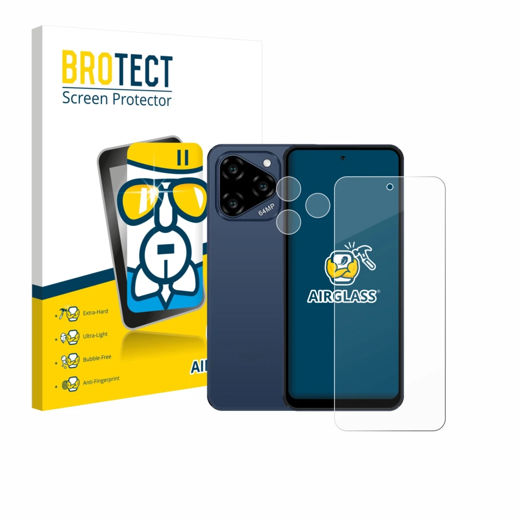 Front side of a product packaging with the brand logo BROTECT. Next to it is the device Acer Acerone Liquid S262F5 (Front+Came