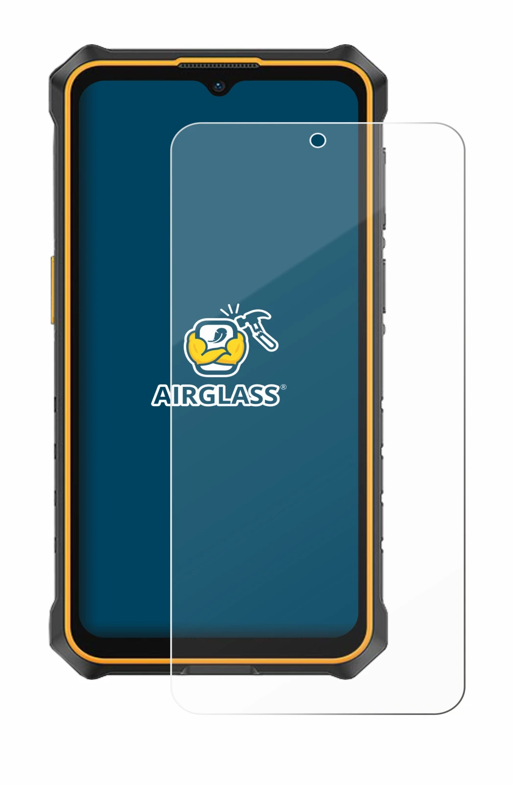 Image of the device Ulefone RugKing 3 Pro with a wide variety of screen protectors.