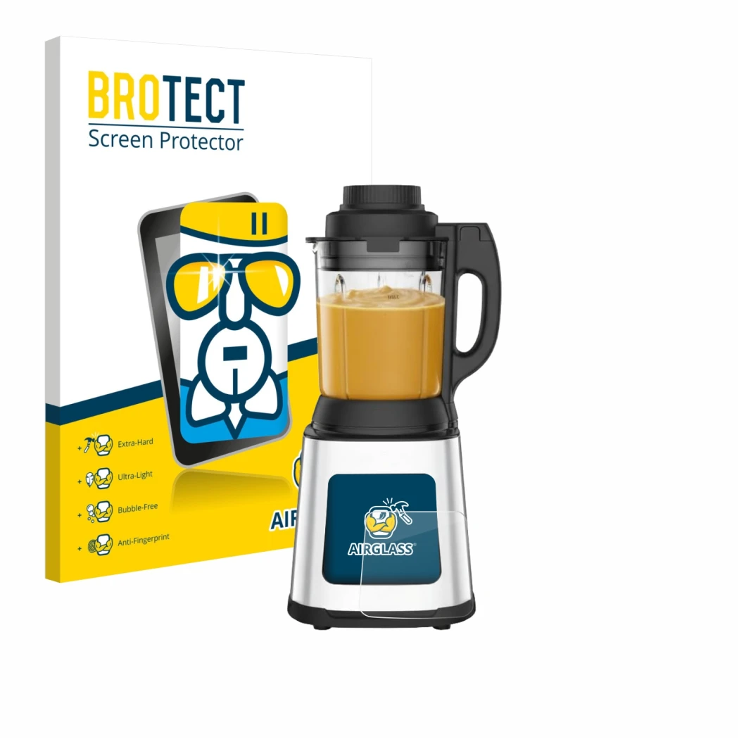 Front side of a product packaging with the brand logo BROTECT. Next to it is the device Moulinex LM83SD10 shown with the corre